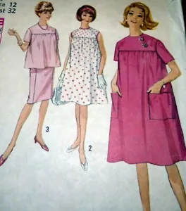 *ENCANTADOR VESTIDO DE MATERNIDAD FALDA TOP VINTAGE AÑOS 60 patrón de costura 12/32 - Imagen 1 de 1