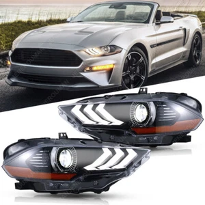 Pair of Headlights For 18-23 Ford Mustang Full LED Projector Headlamps DRL LH RH - Picture 1 of 8