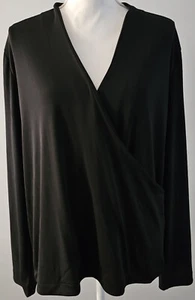 NWT women ALFANI deep black BLOUSE casual TOP dressy L/S pullover SPANDEX sz XL - Picture 1 of 11