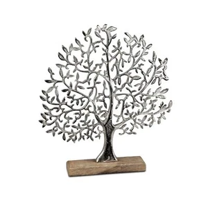 Dekoobjekt Lebensbaum H. 33cm silber natur Alu + Mango Holz Formano - Bild 1 von 1