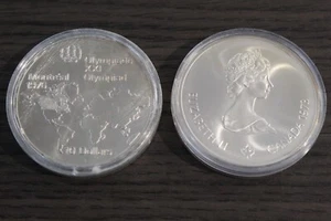 Kanada Canada 10 Dollars 1976 Weltkarte Olympiade Montreal Silber st. (M4073) - Bild 1 von 1