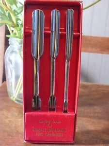 3 Vintage Metal Carving Tools For Chinese Appetizers & Garnishes In Box - Picture 1 of 4