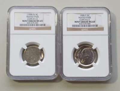 RARE 1999 P Jefferson Nickel MATED PAIR NG MS64 MS 65 AWESOME - Image 1 of 4