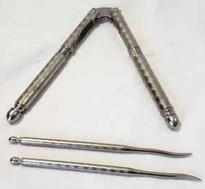 HMQ ~ Metal Nutcracker ~ Nut Shell Crab Claw Cracker + 2 Picks - Picture 1 of 9
