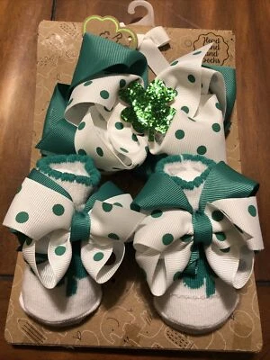 Baby Infant Head Band & Socks Set – Irish Clover St Patricks Day 0-6M – New NWT - Image 1 of 4