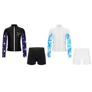 Kids Girls Activewear Gymnastics Sportswear Stage Performance Sports Suit Yoga - Picture 1 of 32
