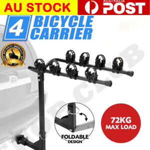 AU 4 Bicycle Carrier Bike Car Rear Rack 2" Tow Bar Steel Foldable Hitch Mount 