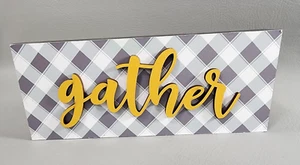 Casale ""Gather"" Scatola Insegna Legno Telaio Nero 10""x 4"" Quadri Bufalo - NUOVO - Foto 1 di 3