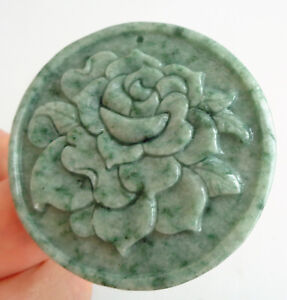 Zertifiziert grün natürlich Typ A Jade Jadeit geschnitzte Blume Anhänger