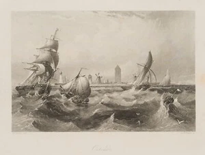 PAYNE (*1812) nach CARSE (19.Jhd), Seegang vor Ostende, Belgien, Sst. Romantik - Bild 1 von 4