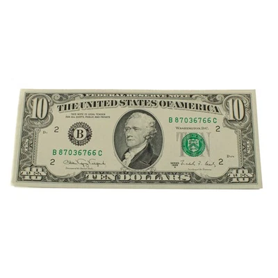 1988 $10 United States Currency Note Reverse Missing Printing Error #C753-6 - Image 1 of 4