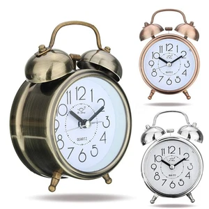 Sveglia Meccanica Casa Carica Manuale Vintage Metallo Orologio da Tavolo Oro - Foto 1 di 19