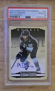 2022 Parkhurst CHAMPIONS - MATTY BENIERS - ON-CARD Auto - Rookie RC - PSA 10 GEM - Picture 1 of 2
