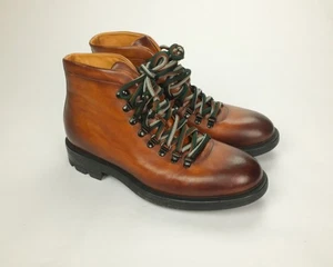 MAGNANNI Men's Sz 10 EU43 Cognac Brown Leather Hiking Boots Spain - MONTANA V - Picture 1 of 13