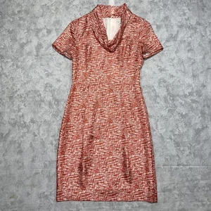 Banana Republic 100% Silk Dress Women's Sz 2 Short Sleeve Knee Length Cowl Neck - Picture 1 of 14