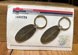 2 Vintage CHEVROLET - Lost Key / Mail Return Brass Key Tags - Preowned- Sealed - Picture 1 of 3