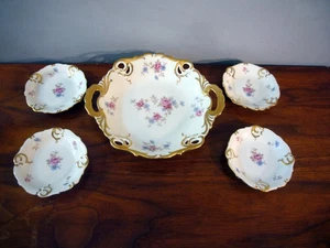 DEUTSCHE BAYERN ALKA KUNST KAISER PORZELLANSCHALE & 4 Butterteller 22K Goldrand - Bild 1 von 5