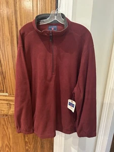 Saddlebred Men's Big and Tall 2XLT 1/4 Zip Pullover Fleece Sweatshirt Burgandy - Picture 1 of 10
