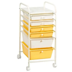 Costway 6-Drawer Steel Rolling Storage Cart Scrapbook Paper Office Organizer, - Picture 1 of 7