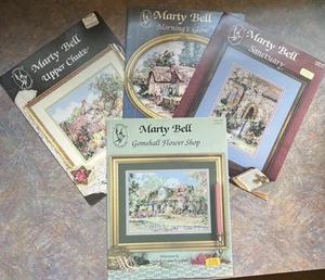 4 Lovely Marty Bell Cross Stitch Charts Sanctuary Upper Chute Flower Shop - Picture 1 of 9
