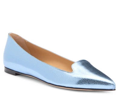 Sapatos baixos femininos Sergio Rossi couro metálico bailarina tamanho 39, EUA 9 - Itália - Imagem 1 de 4