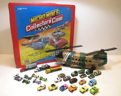 Винтажный Micro Machines Лот 1988 Чехол для Переноски Транспортный Чоппер 27 Транспортных средств - Изображение 1 из 4