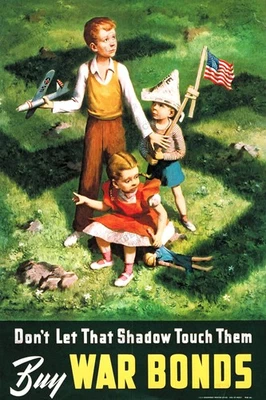 Póster impresión artística Don't Let That Shadow Touch Them 1942 WWII War Bonds EE. UU. Foto 1 de 4