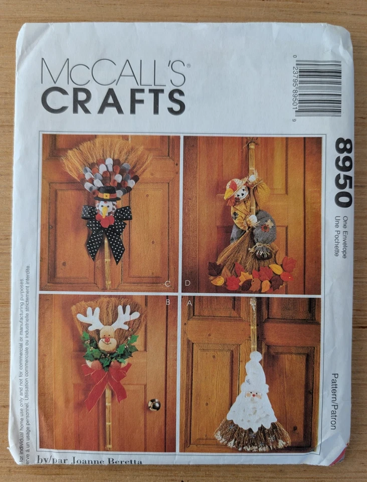McCall's Crafts 8950 Holiday Broom Santa Turkey Pattern One Size Uncut - Image 1 of 2