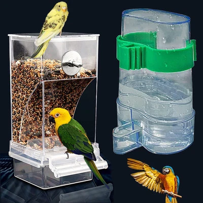 KENOND No Mess Bird Feeder Water Dispenser Set Automatic Parrot Feeder Cage Accessorie