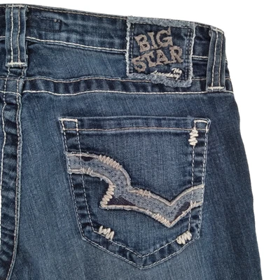 Jeans feminino Big Star tamanho 30 Casey K cintura baixa capri desgastado stretch faroeste - Imagem 1 de 4