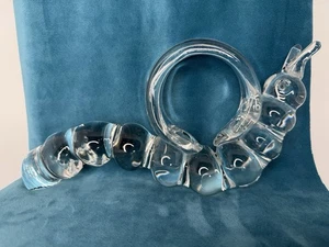 "Estatuilla de oruga de cristal transparente de colección FM Konstglas Ronneby Suecia 10"" firmada" - Imagen 1 de 16