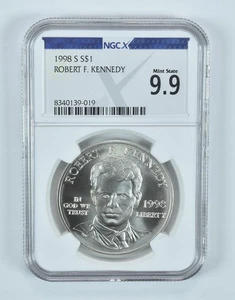 1998-S Robert F Kennedy Commemorative Silver Dollar Mint State 9.9 NGC X NGCX - Picture 1 of 5