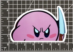 Kirby With Knife STICKER DECAL -Peeker Peeking- 4 Different Sizes - Picture 1 of 5