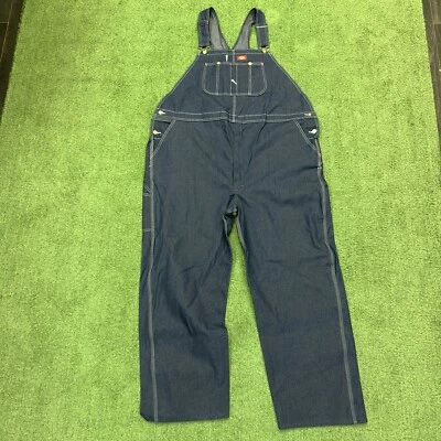 Dickies Bibb Overalls Mens 50 X 30 Blue Denim Carpenter Workwear - Image 1 of 4