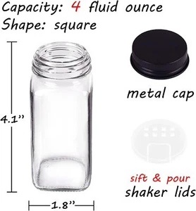 25 Glass Spice Jars 4 Oz. with 547 Labels Shaker Lids Funnel and Chalk Pen - Picture 1 of 9