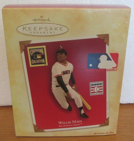 WILLIE MAYS SAN FRANCISCO GIANTS HOF Hallmark Handcrafted Action Figure Ornament Cover