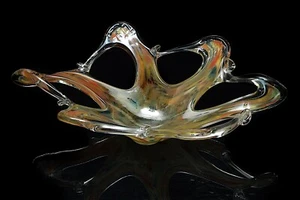 VINTAGE MURANO LAVORAZIONE ARTE GLASS ORGANC SCULPTURAL BOWL 60S/70S - Picture 1 of 10