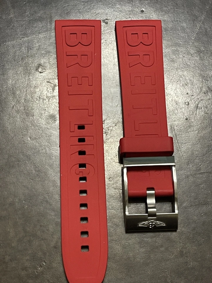 Correa de goma roja Breitling OEM 22 MM Diver Pro con hebilla Tang OEM Foto 1 de 4