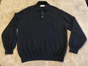American Blue 100% Pure Cashmere Size Large Black Mens Sweater Super Soft - Picture 1 of 8