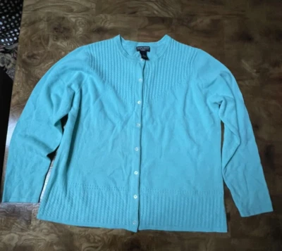 Cárdigan Daniel Bishop Cashmere Turquesa Talla 1X - ¡Precioso! Foto 1 de 3