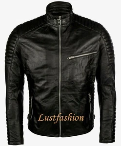 Lederjacke mit Steppung neu schwarz Jacke Leder Herren leather jacket black  - Bild 1 von 3
