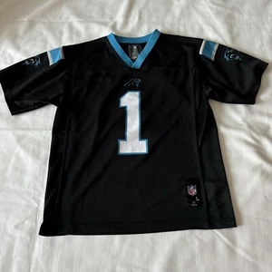 Carolina Panthers Football Jersey Youth L Black #1 Cam Newton NFL Team Kid Shirt - Picture 1 of 16