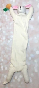 White Bunny RABBIT Plush BLANKET Lovey Loop Strap Soft Baby Toy Carrot 18” Long - Picture 1 of 3