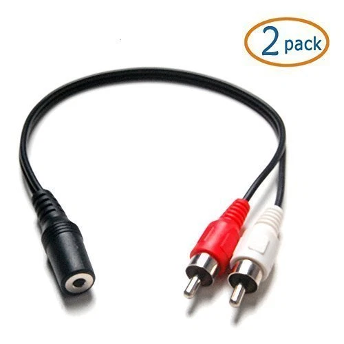 2-RCA Male Plug to 3.5mm Female Aux Audio Headphone Jack Converter Adapter Cable - Image 1 of 1