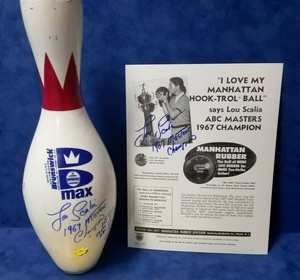 LOU SCALIA '67 ABC MASTERS CHAMPION Signed Authentic Bowling PIN, 8x10 with HOLO