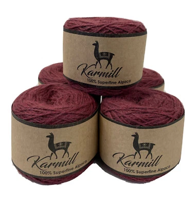 Lana de Alpaca 100% Superfina Alpaca Peso Deportivo Lote de 5 Madejas Frambuesa IND Foto 1 de 4