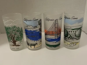 Juego de 4 vasos Libbey Frosted California Scenes 12 oz. 5,5" de alto EE. UU. - Imagen 1 de 14