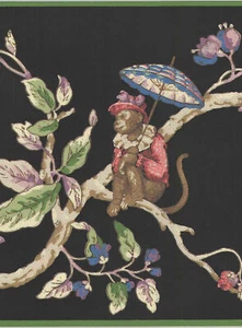 MONKEYS PLAYING ON THE TREE WALLBORDER PAPER 80B64191 - Picture 1 of 2