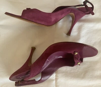 Sigerson Morrison Bordeaux Suede Slingback Sandal ITALY Size 7.5 - Image 1 of 4