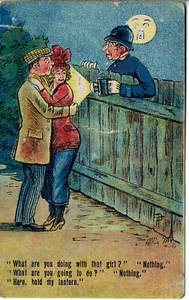POSTAL DE RISK COMIC POLICÍA LECHERO Y CORRUPTO C1920 ARTISTA TP C1920 - Imagen 1 de 2